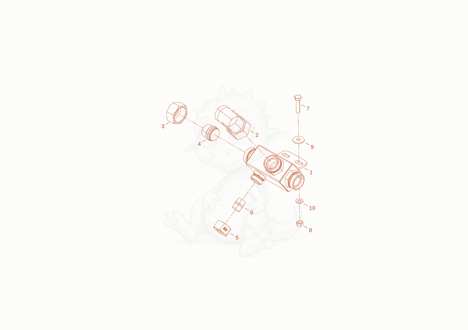 Exploded parts diagram of the manifold of a Wacker Neuson WL60T4F, with numbered balloons