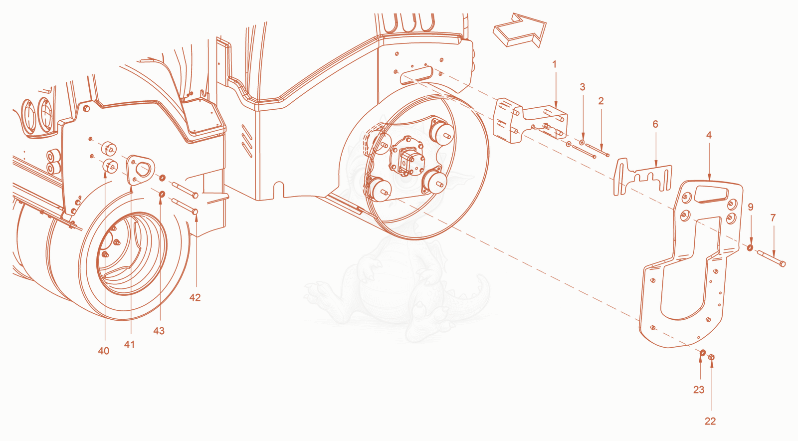 Exploded parts diagram of the suspension of a Wacker Neuson RD27-120C, with numbered balloons