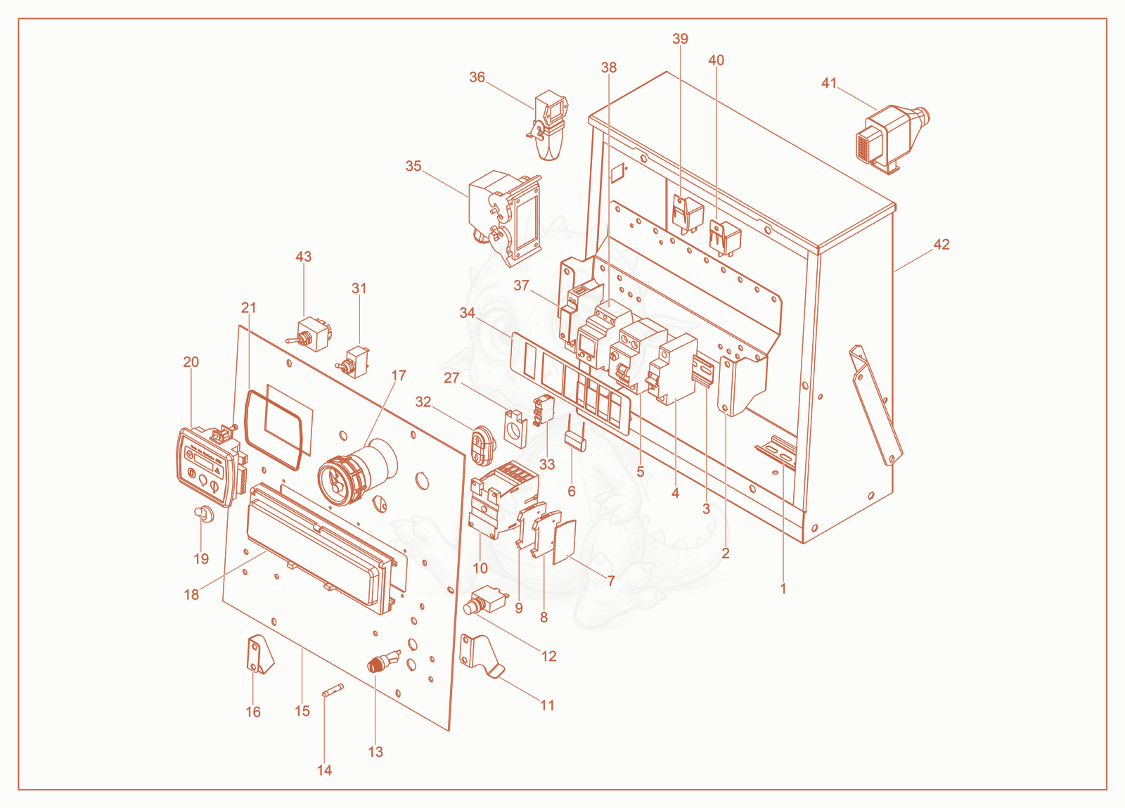 Exploded parts diagram of the Control Panel 2 of a Wacker Neuson LTE4K, with numbered balloons