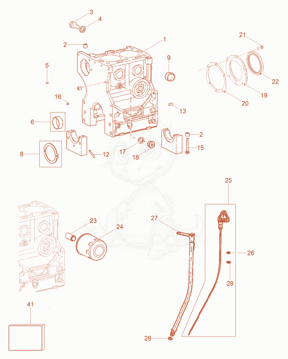 Exploded parts diagram of the Crankcase of a Wacker Neuson DPU90RLEM770US, with numbered balloons