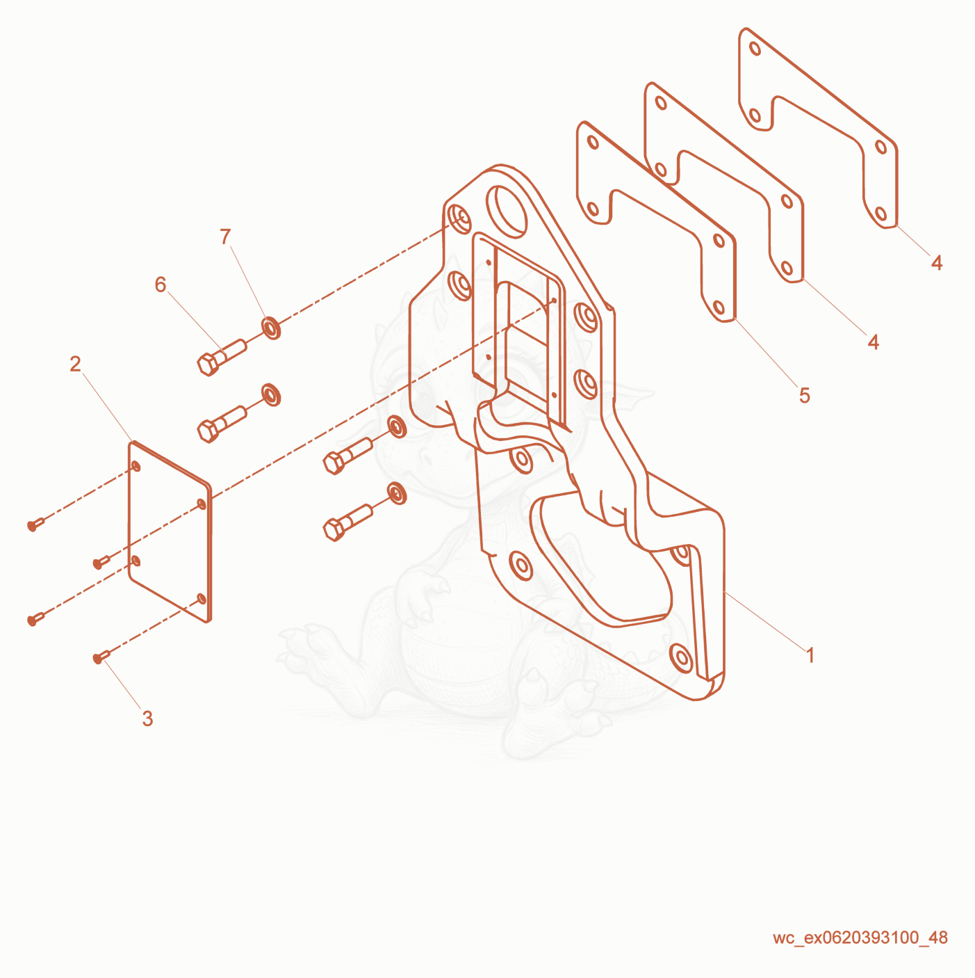 Exploded parts diagram of the Drum Support of a Wacker Neuson RD27-100, with numbered balloons