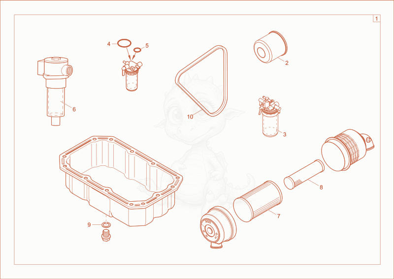 Exploded parts diagram of the service kit (500h) of a Wacker Neuson 28Z3, with numbered balloons