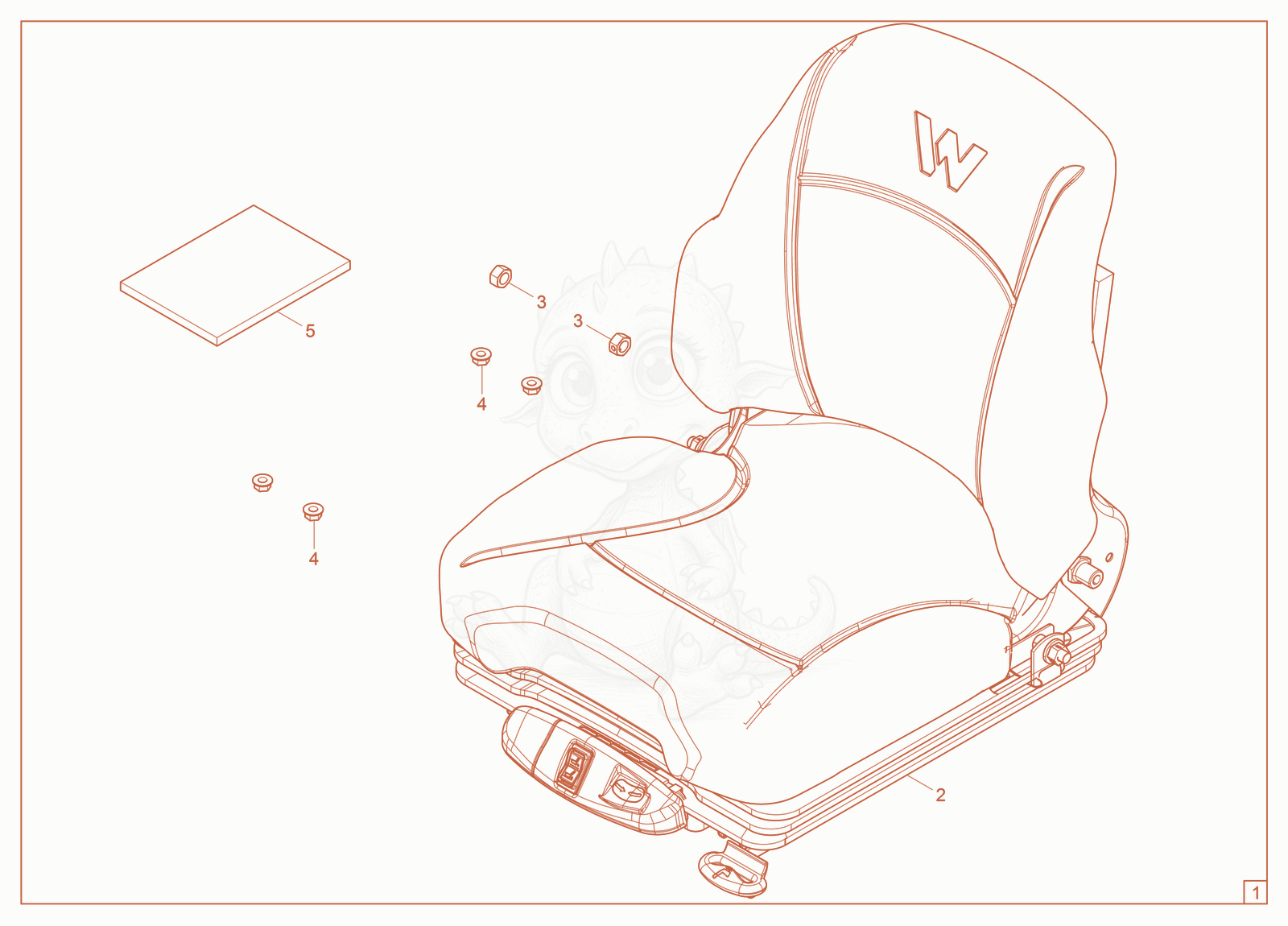 Exploded parts diagram of the Kit—Air Suspension Seat of a Wacker Neuson ST27, with numbered balloons
