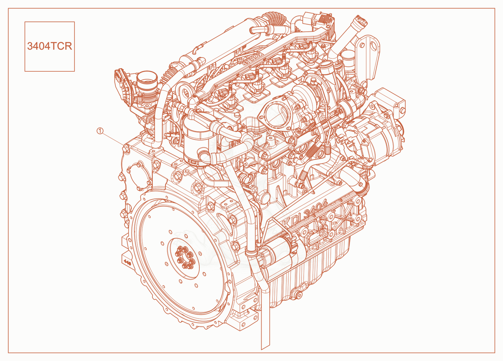 Exploded parts diagram of the Kohler Engine (3404 TCR) of a Wacker Neuson ST45, with numbered balloons