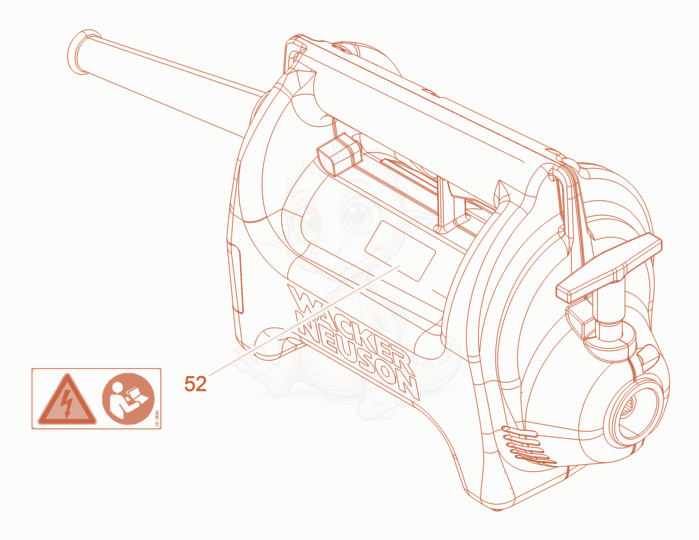 Exploded parts diagram of the Labels of a Wacker Neuson M1500/120GB, with numbered balloons