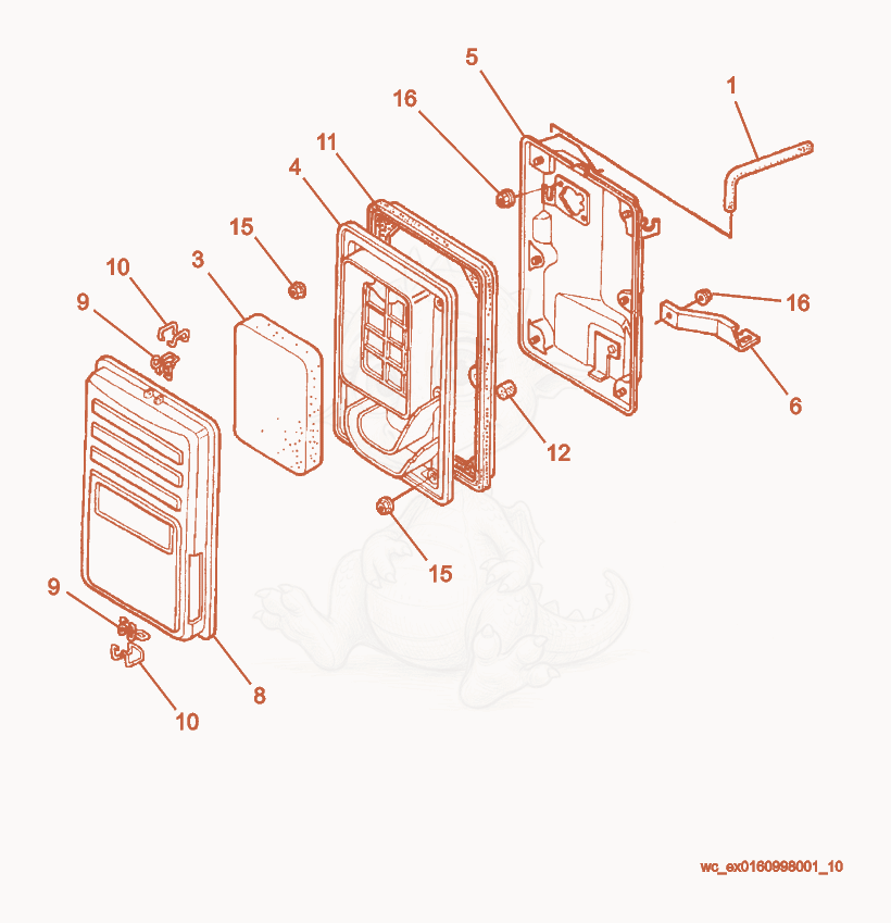 Exploded parts diagram of the Air Cleaner cpl. of a Wacker Neuson GPS6600A, with numbered balloons