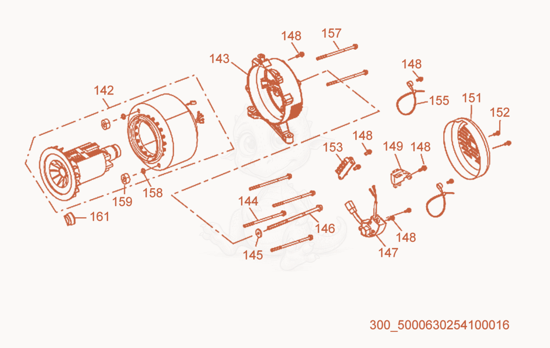 Exploded parts diagram of the Motor cpl. of a Wacker Neuson MG5, with numbered balloons