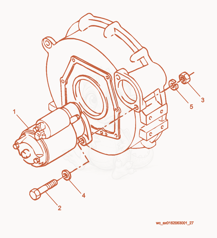Despiece del Starter Motor de una máquina Wacker Neuson RD27-120, con globos numerados