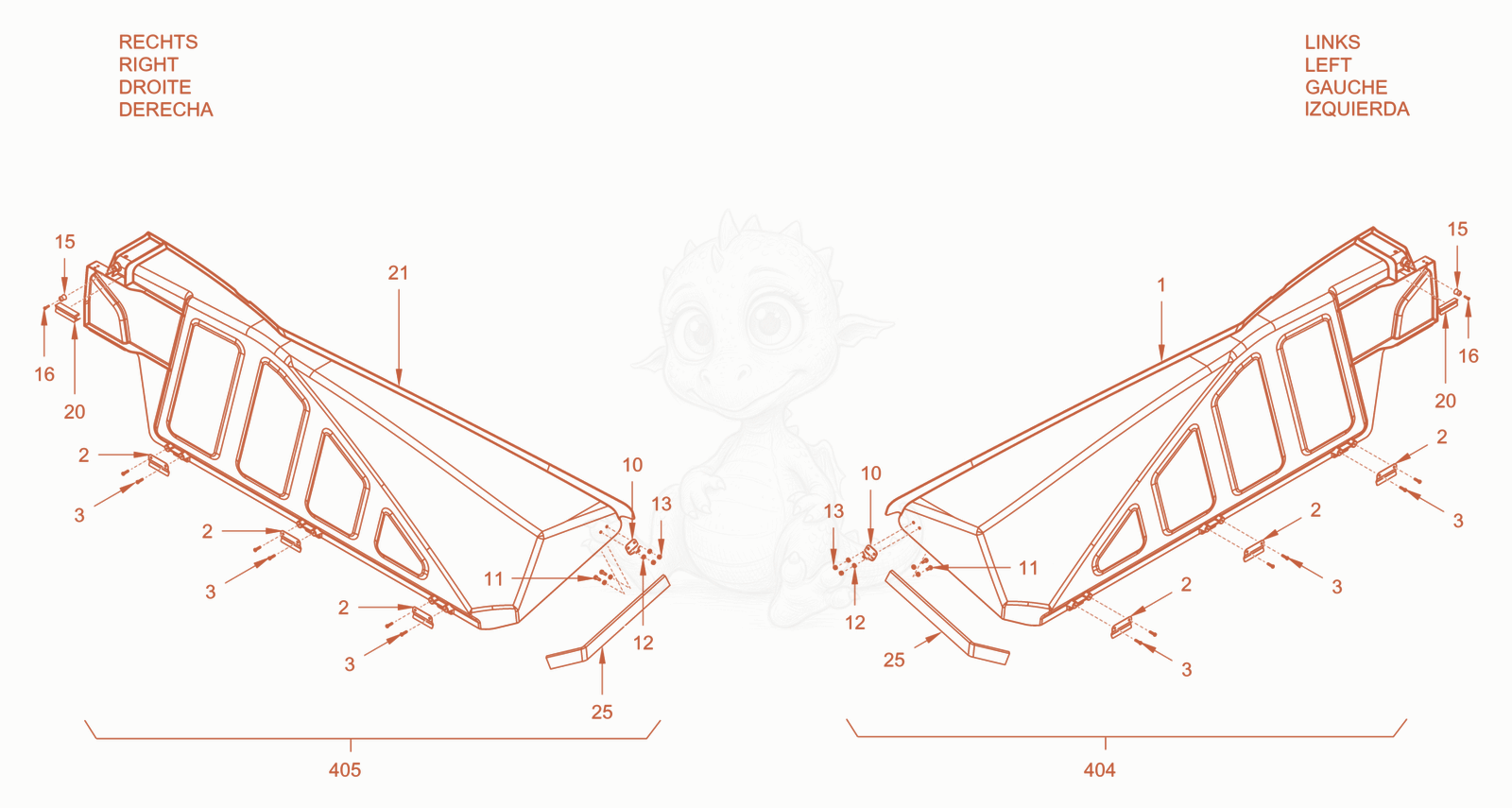Exploded parts diagram of the canopies and covers of a Wacker Neuson RC110PCAB, with numbered balloons