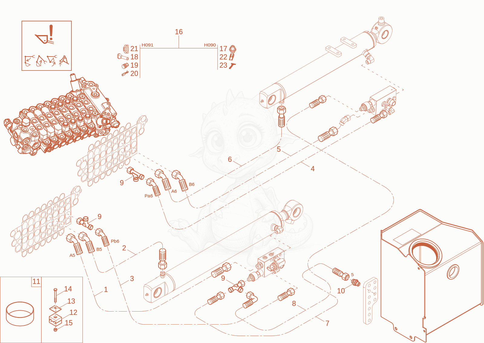 Exploded parts diagram of the OVERLAOD SYSTEM (OPTION) of a Wacker Neuson ET20-2, with numbered balloons