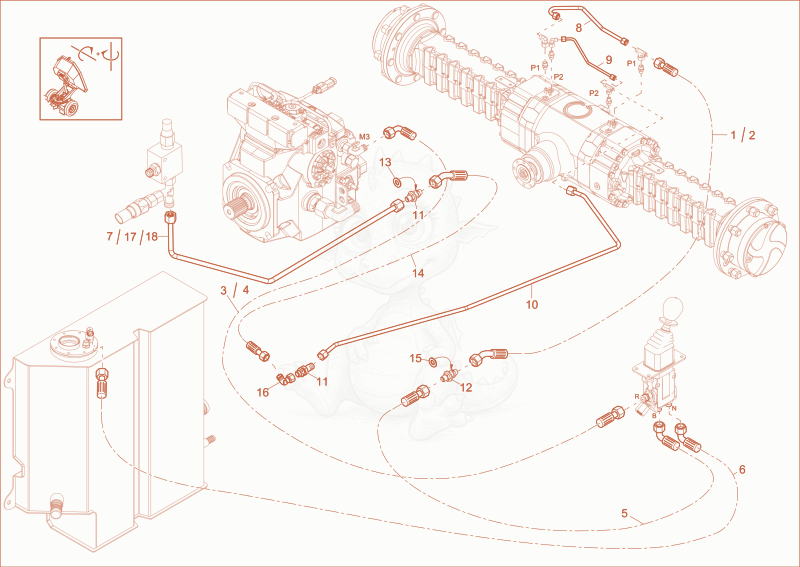 Exploded parts diagram of the BRAKE INSTALLTION (Option) of a Wacker Neuson DW60, with numbered balloons