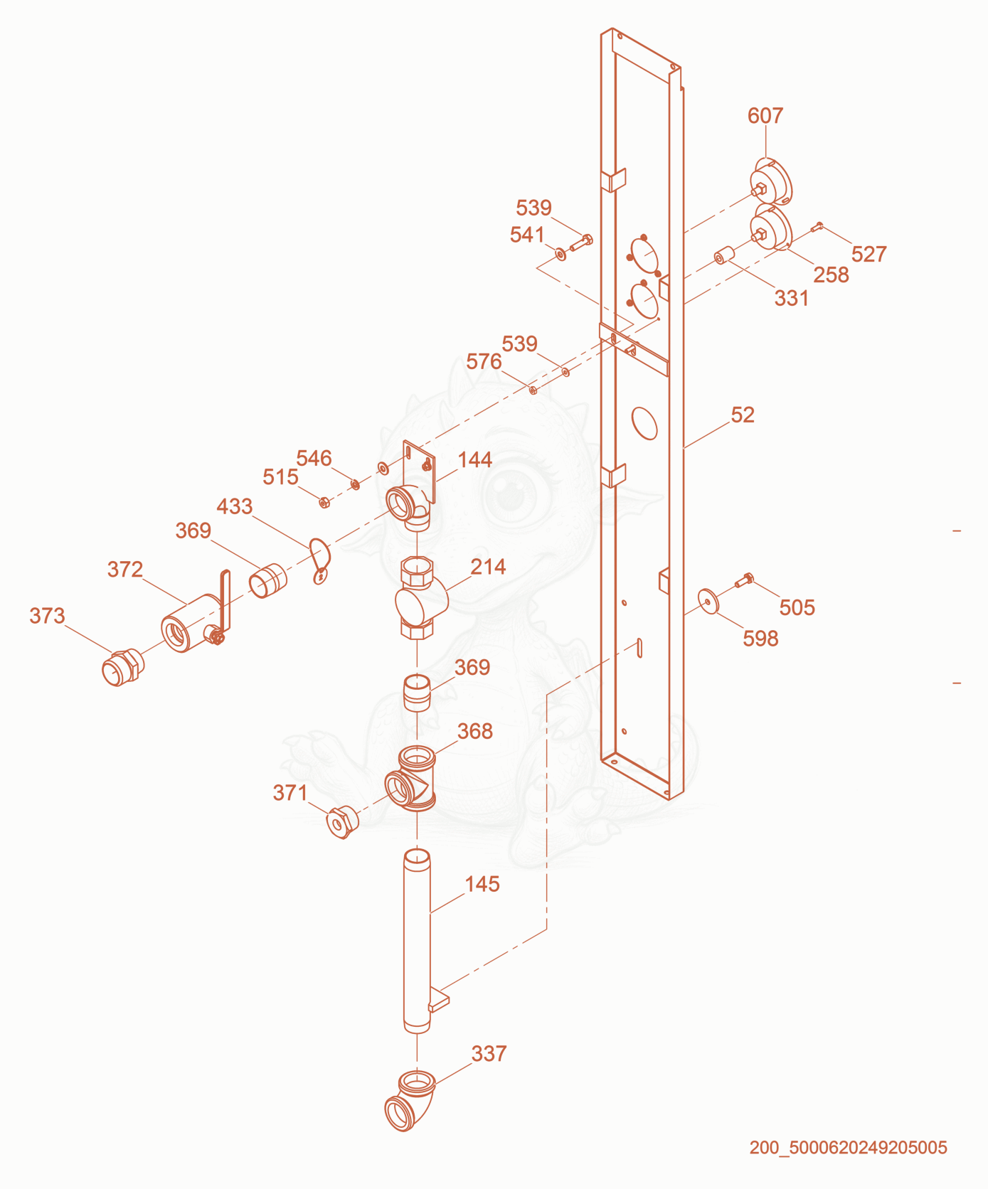 Despiece del Panel cpl. de una máquina Wacker Neuson HP252, con globos numerados