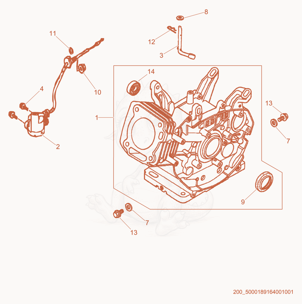 Exploded parts diagram of the Engine Block of a Wacker Neuson PT3A, with numbered balloons