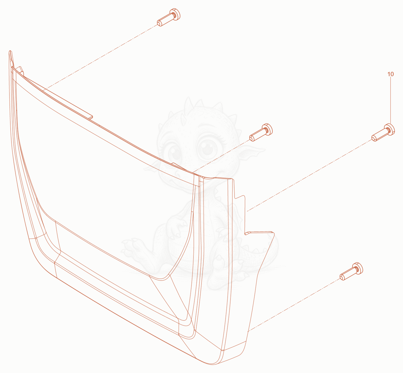 Exploded parts diagram of the Covering basis of a Wacker Neuson ACBE, with numbered balloons