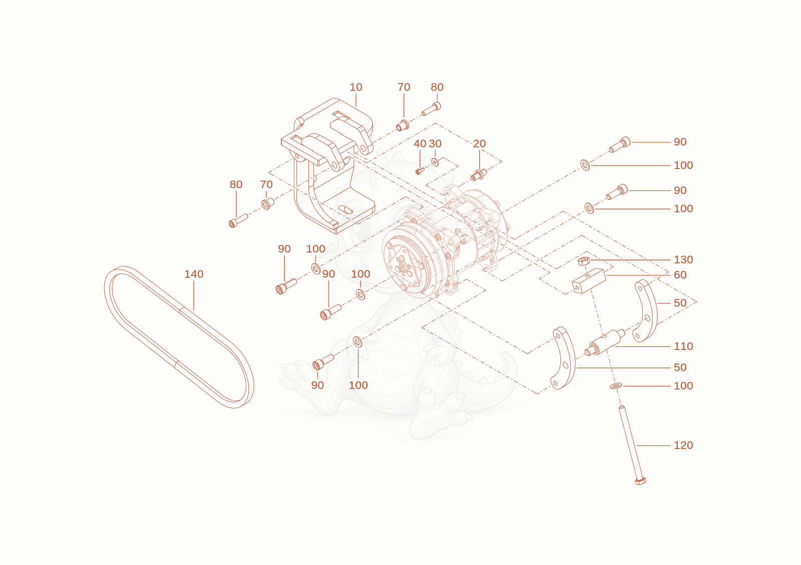 Exploded parts diagram of the montage parts compressor of a Wacker Neuson TH522STAGEV, with numbered balloons