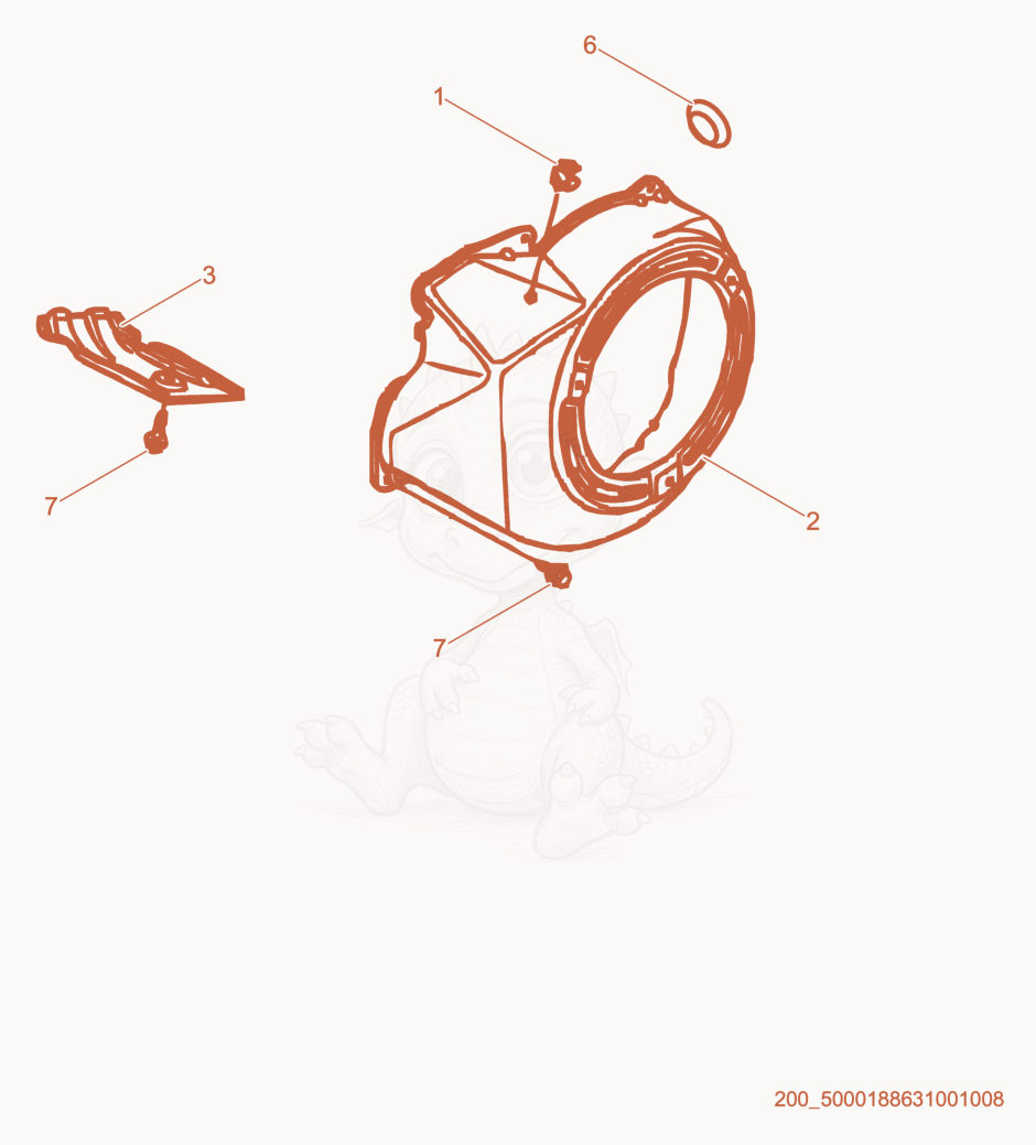 Exploded parts diagram of the Blower Housing of a Wacker Neuson GP5600A, with numbered balloons