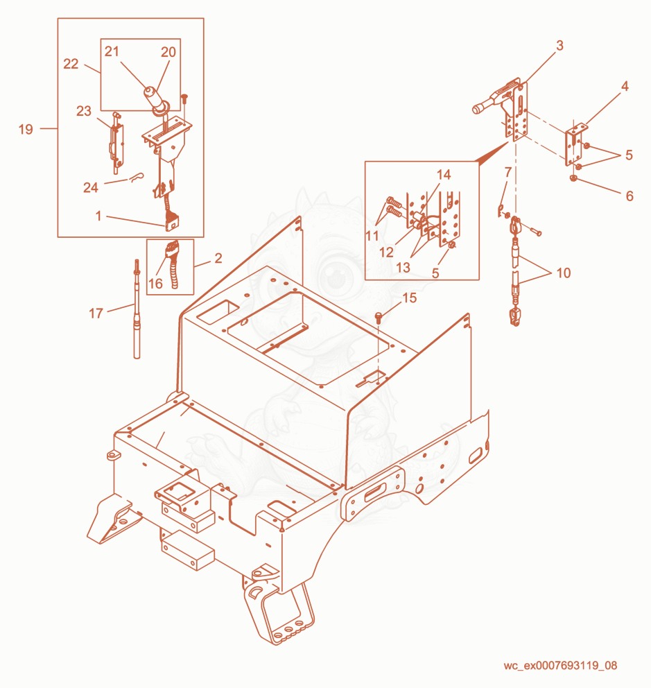 Exploded parts diagram of the Rear Section/Controls of a Wacker Neuson RD11A, with numbered balloons