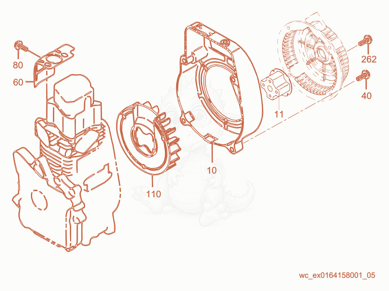 Exploded parts diagram of the Blower Housing of a Wacker Neuson BS50-4, with numbered balloons