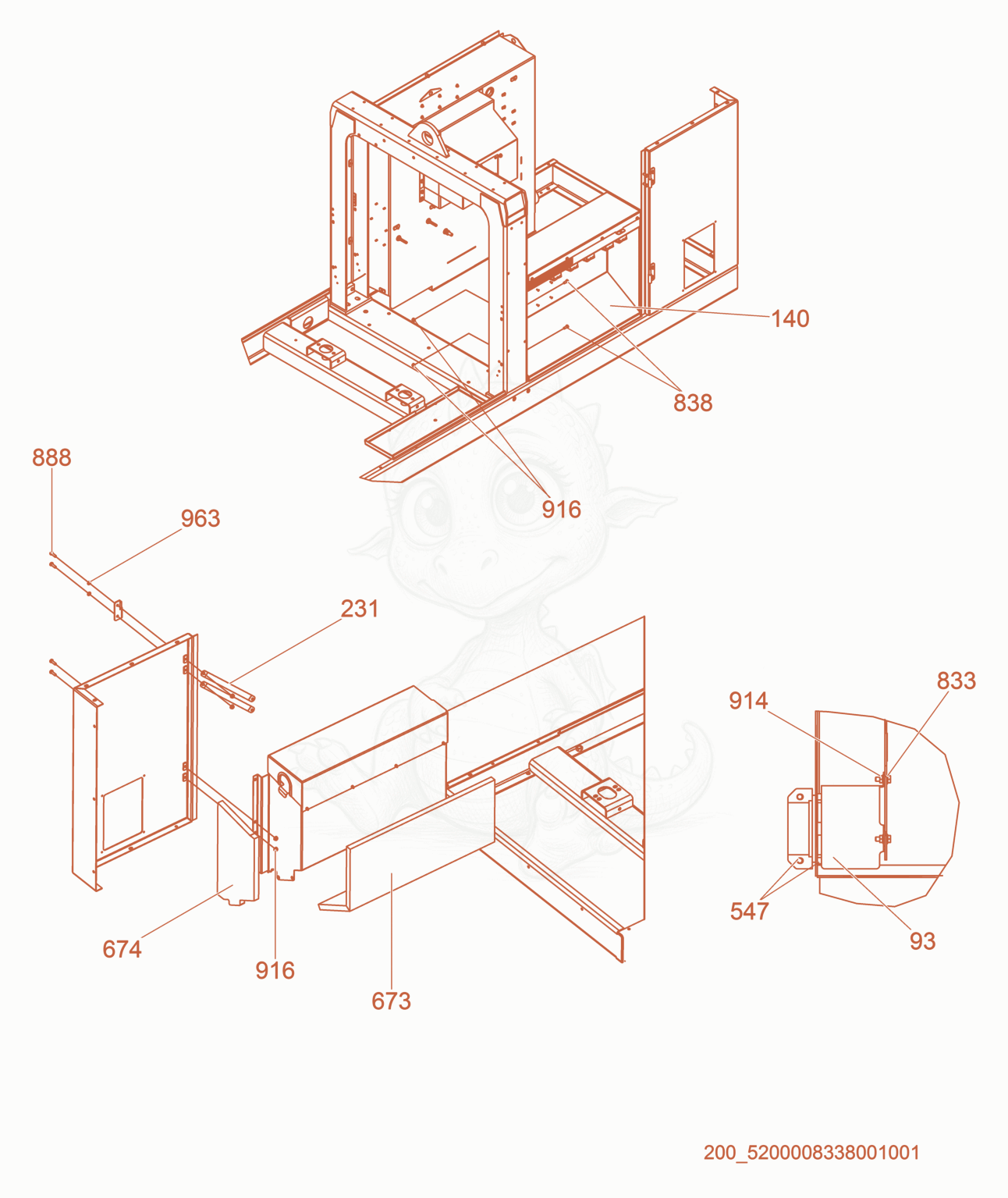 Exploded parts diagram of the Option-Camlock of a Wacker Neuson G230, with numbered balloons