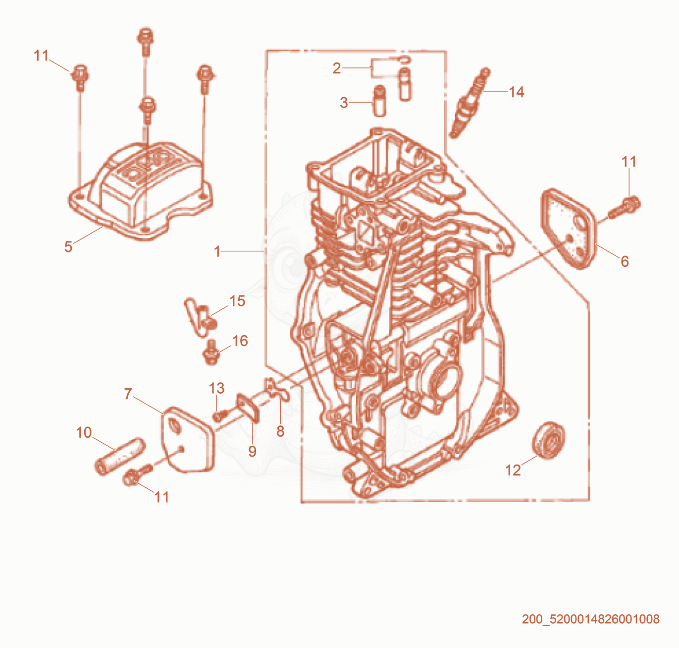 Exploded parts diagram of the Cylinder Head of a Wacker Neuson MS64A, with numbered balloons