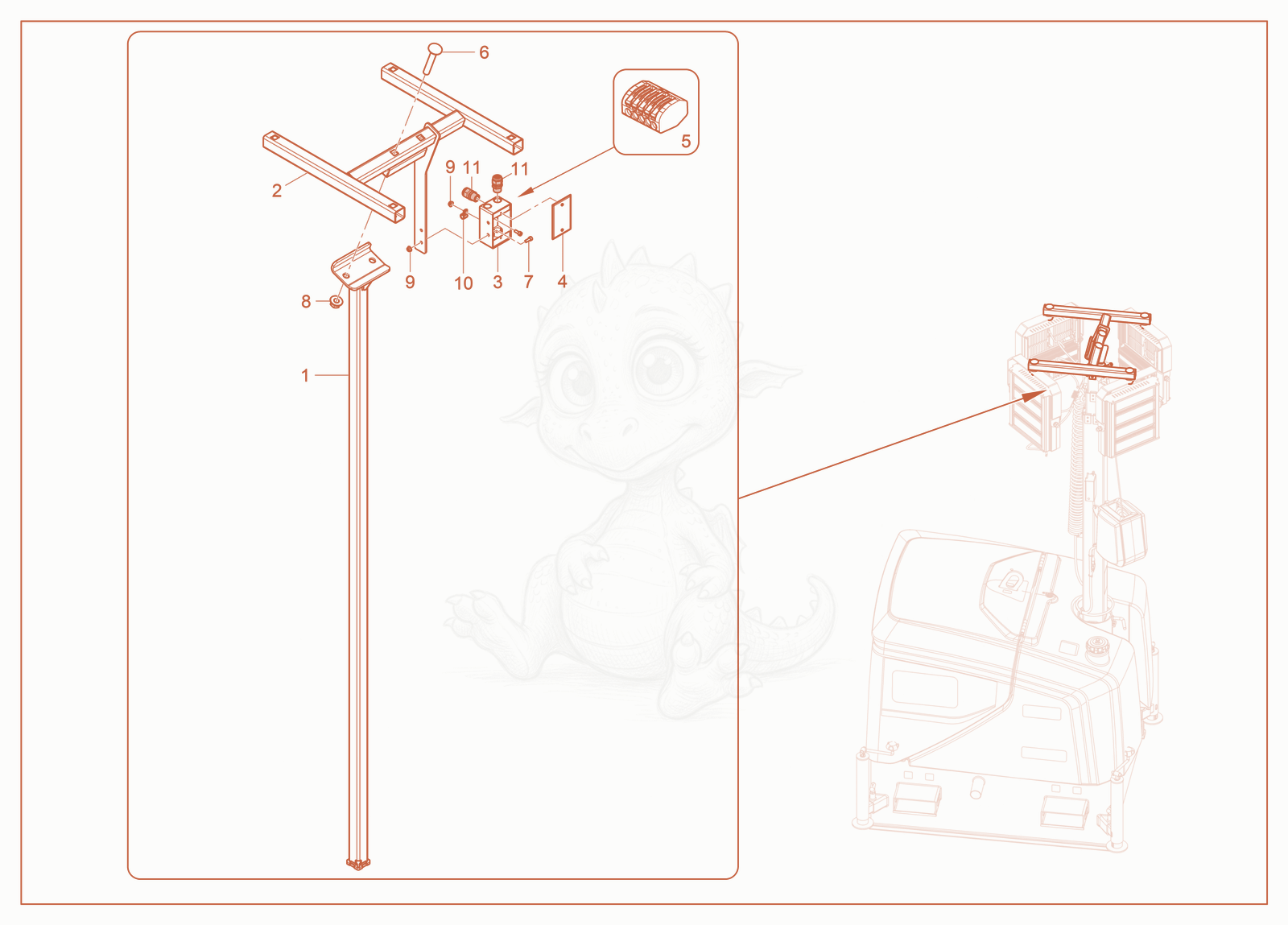 Exploded parts diagram of the Tower-Top of a Wacker Neuson LTC4, with numbered balloons
