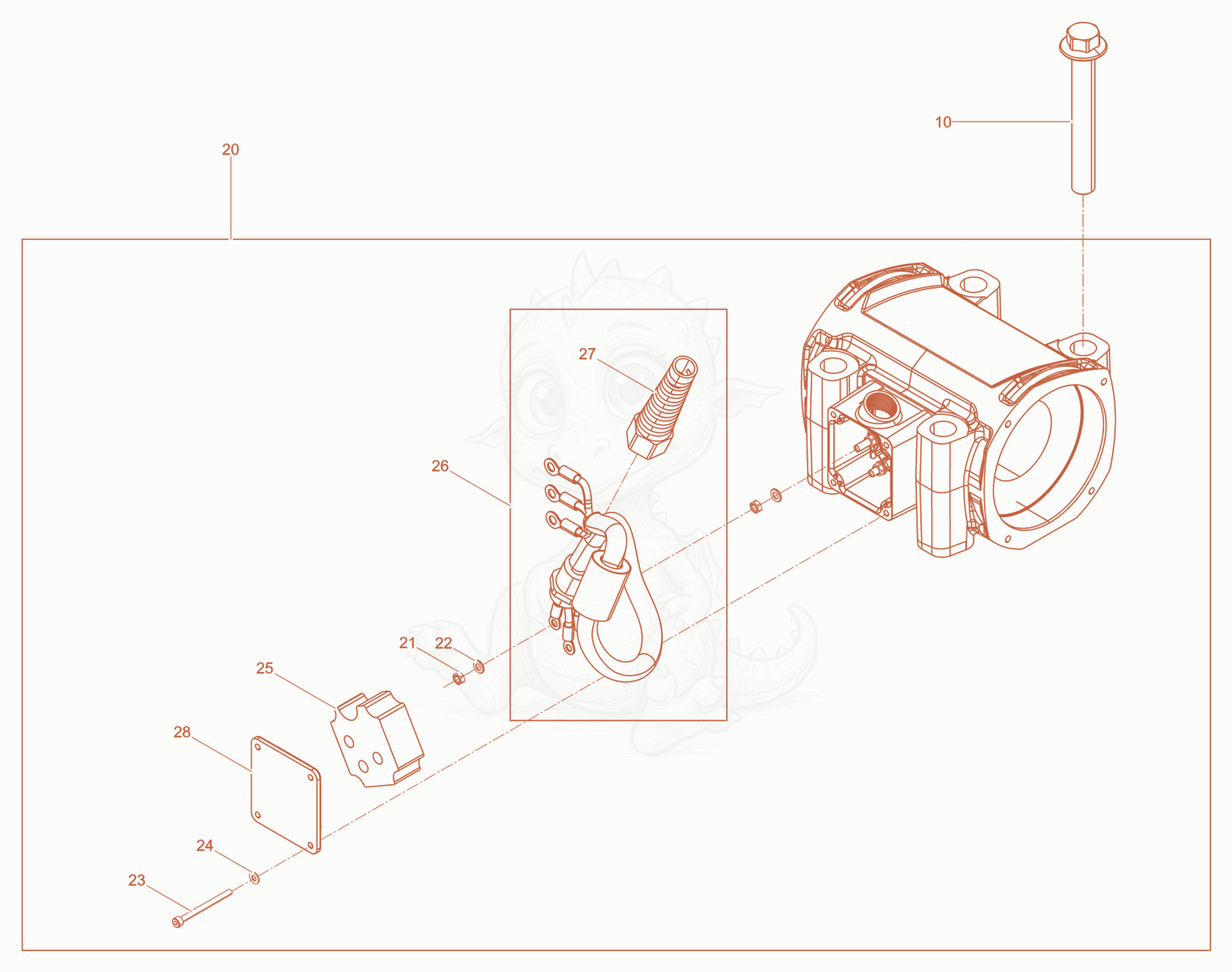 Exploded parts diagram of the Exciter of a Wacker Neuson WPKMAT, with numbered balloons