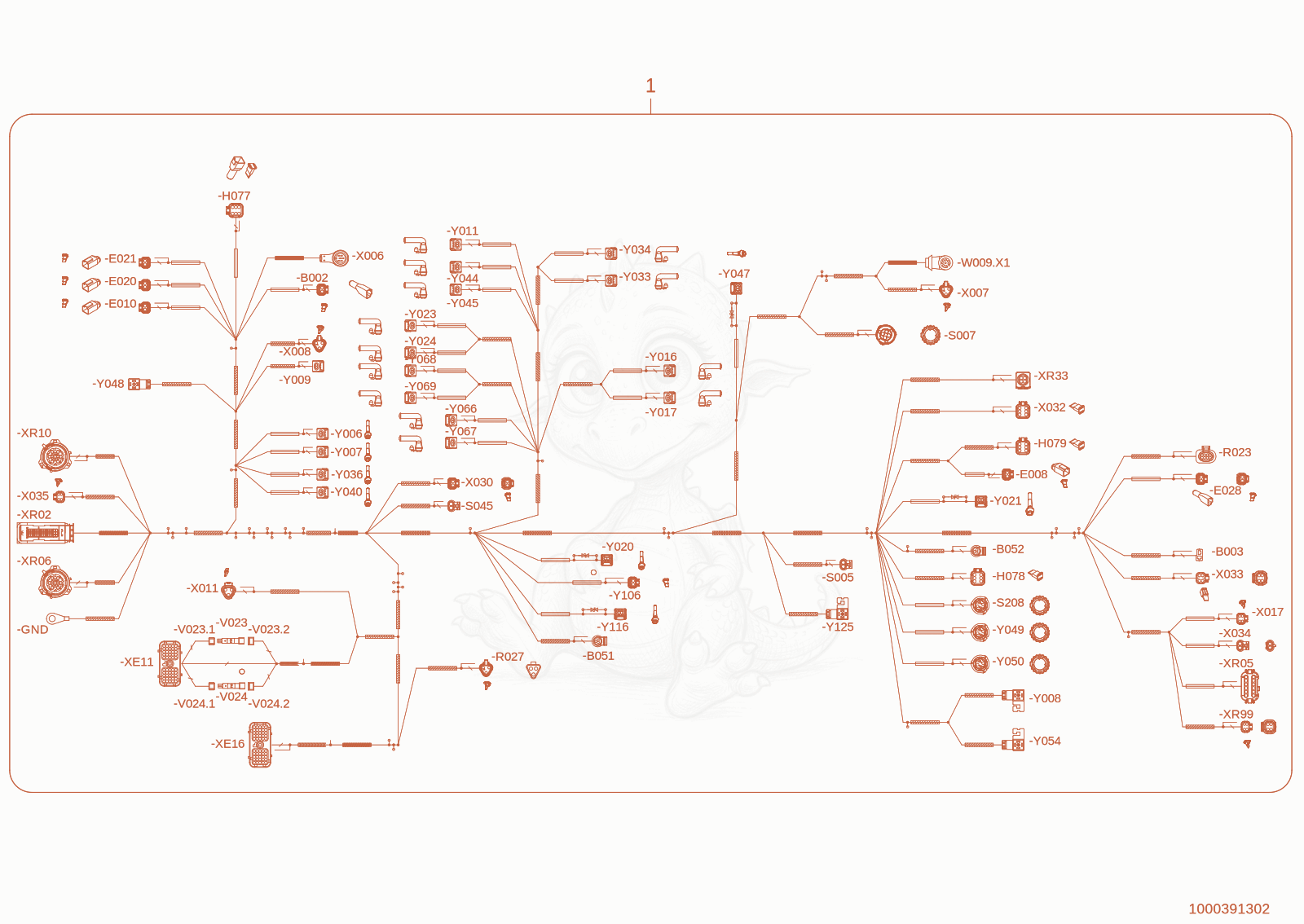 Exploded parts diagram of the wire harness frame of a Wacker Neuson TH942(416-29), with numbered balloons