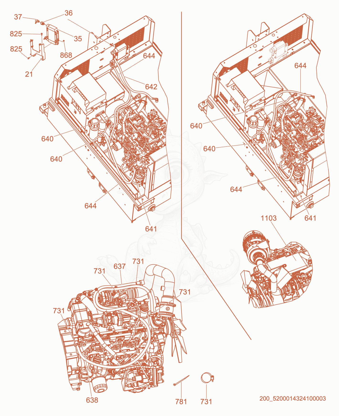 Exploded parts diagram of the Fuel Hose Routing of a Wacker Neuson LTW20Z1, with numbered balloons