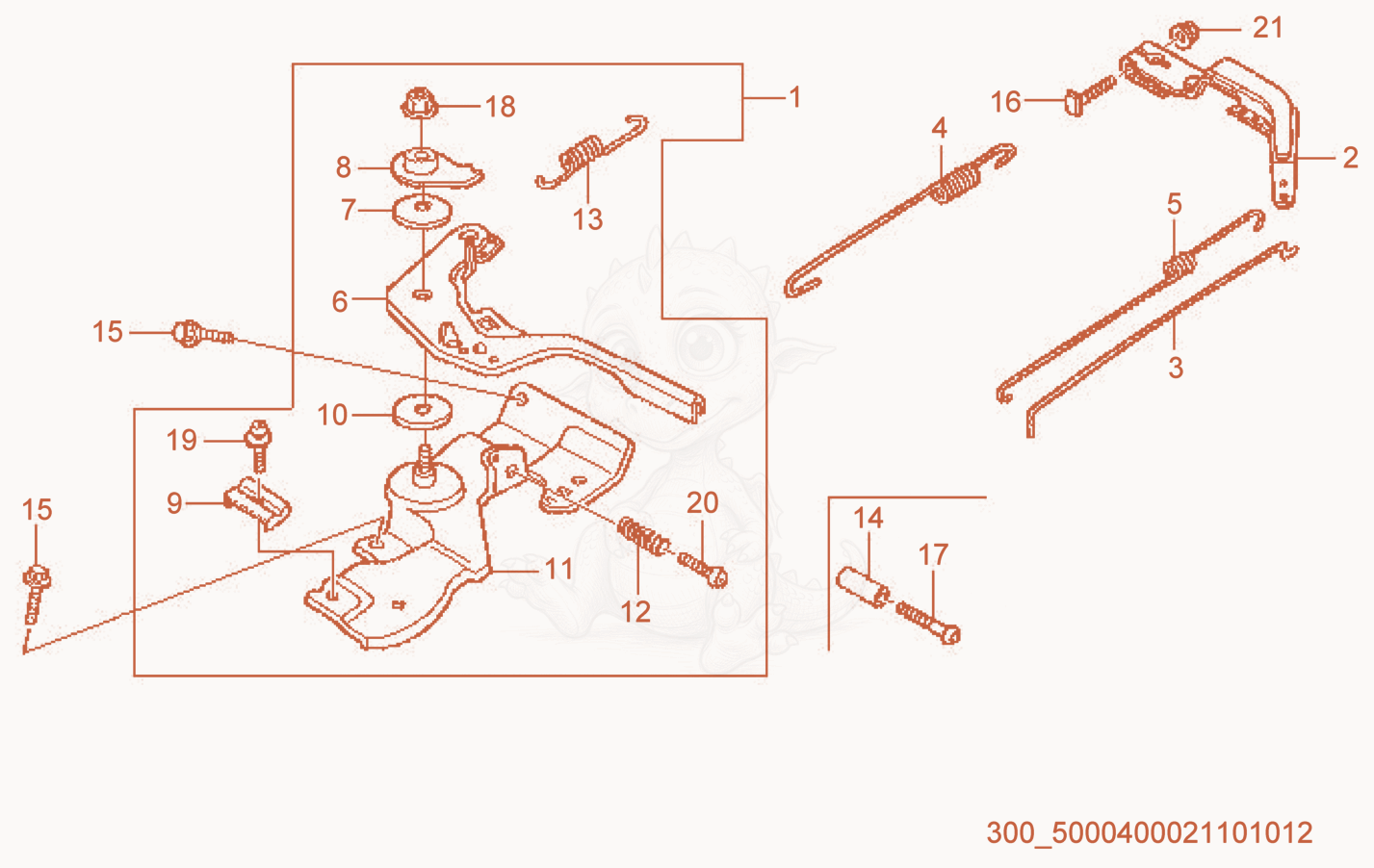 Exploded parts diagram of the Governor of a Wacker Neuson RS600A, with numbered balloons