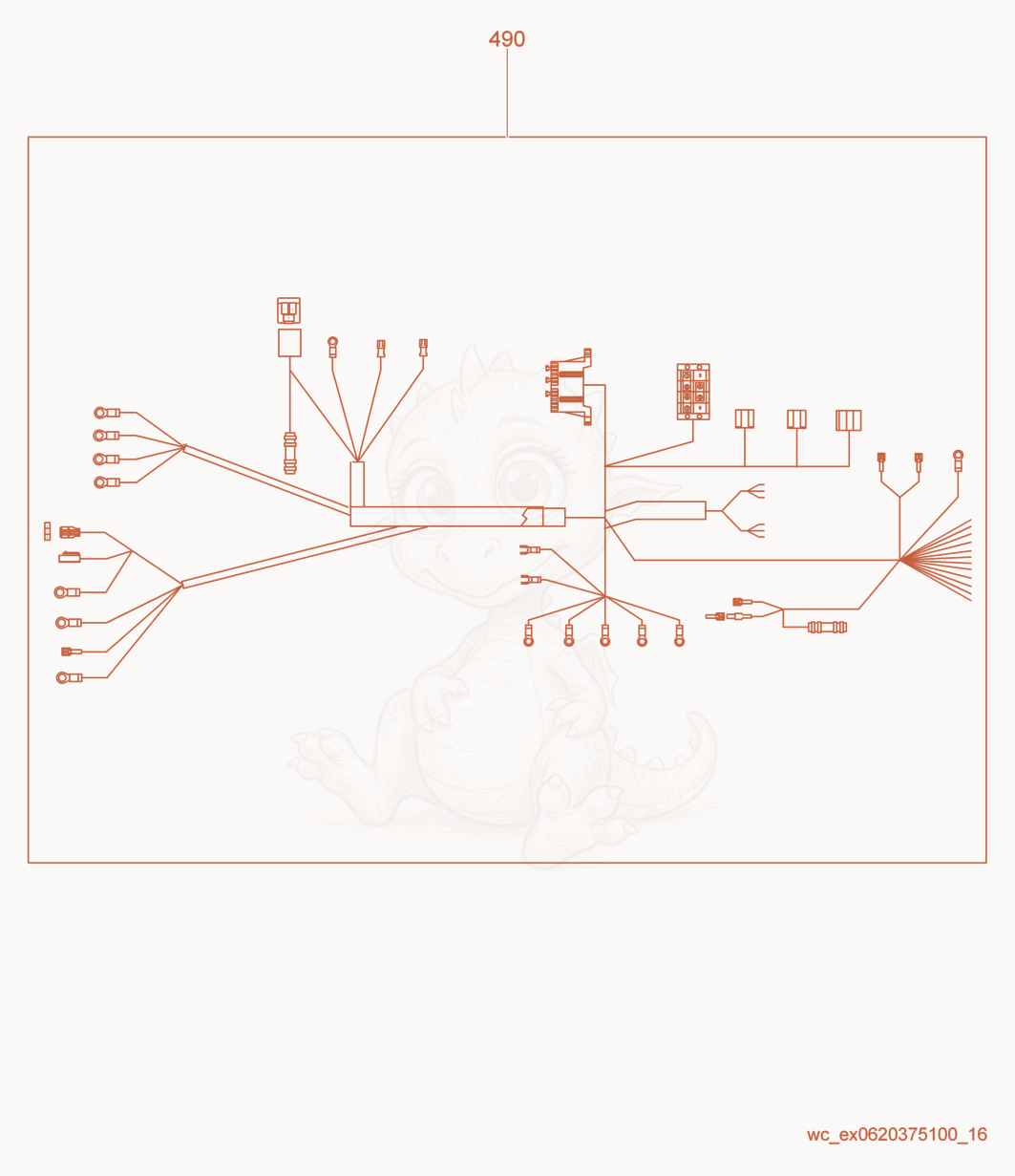 Exploded parts diagram of the Wiring Harness/Engine of a Wacker Neuson LTW20Z1, with numbered balloons