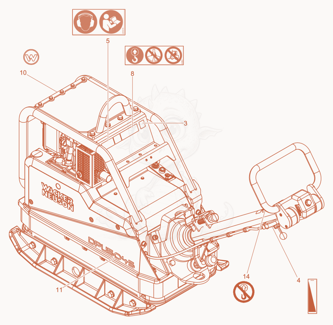 Despiece del Labels de una máquina Wacker Neuson DPU5045H, con globos numerados
