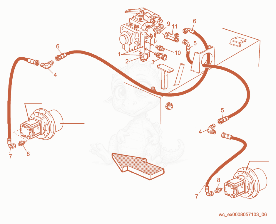 Exploded parts diagram of the Brakes Hydraulic System of a Wacker Neuson RD15, with numbered balloons