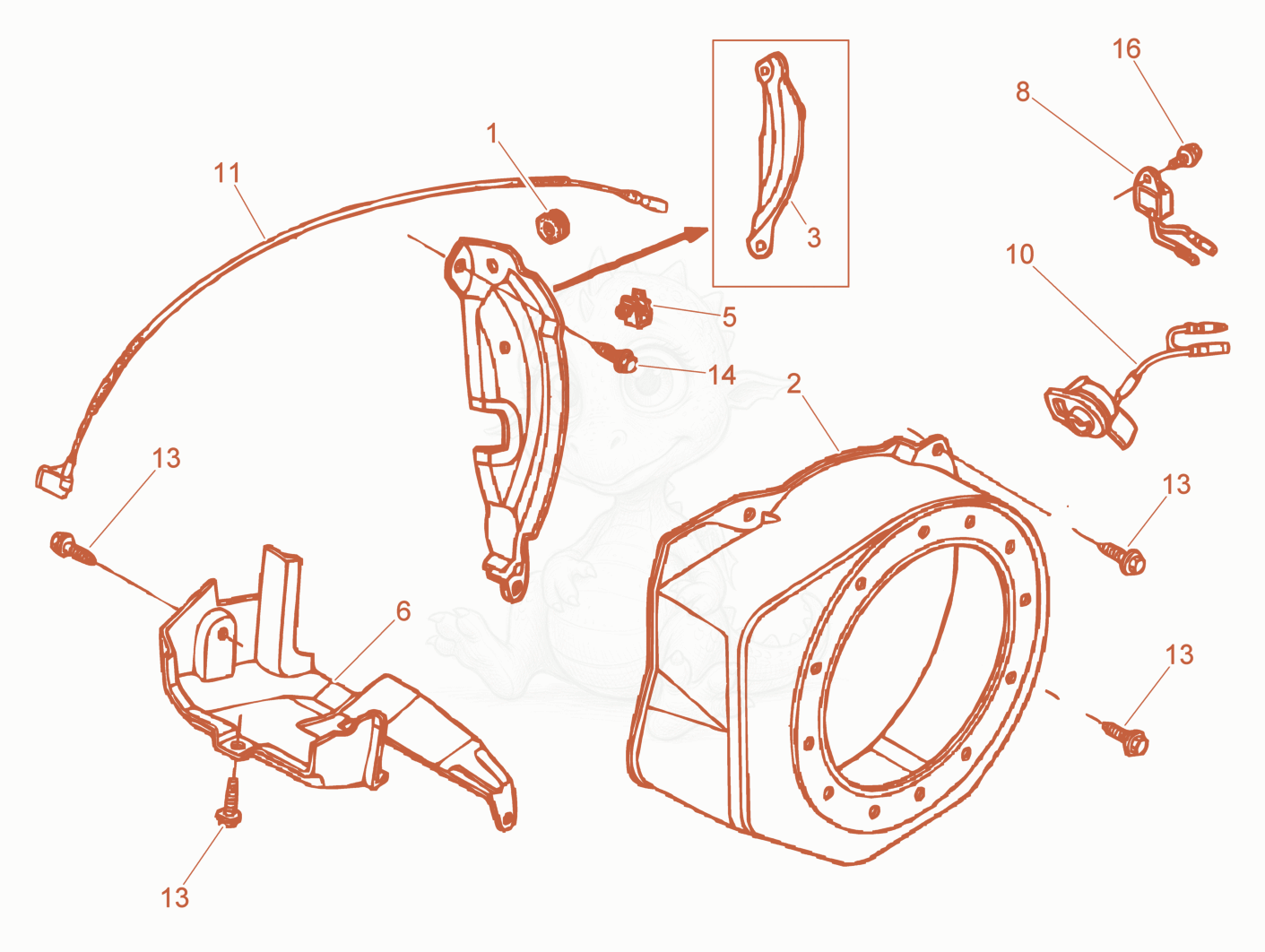 Exploded parts diagram of the Blower Housing of a Wacker Neuson PDT3A, with numbered balloons