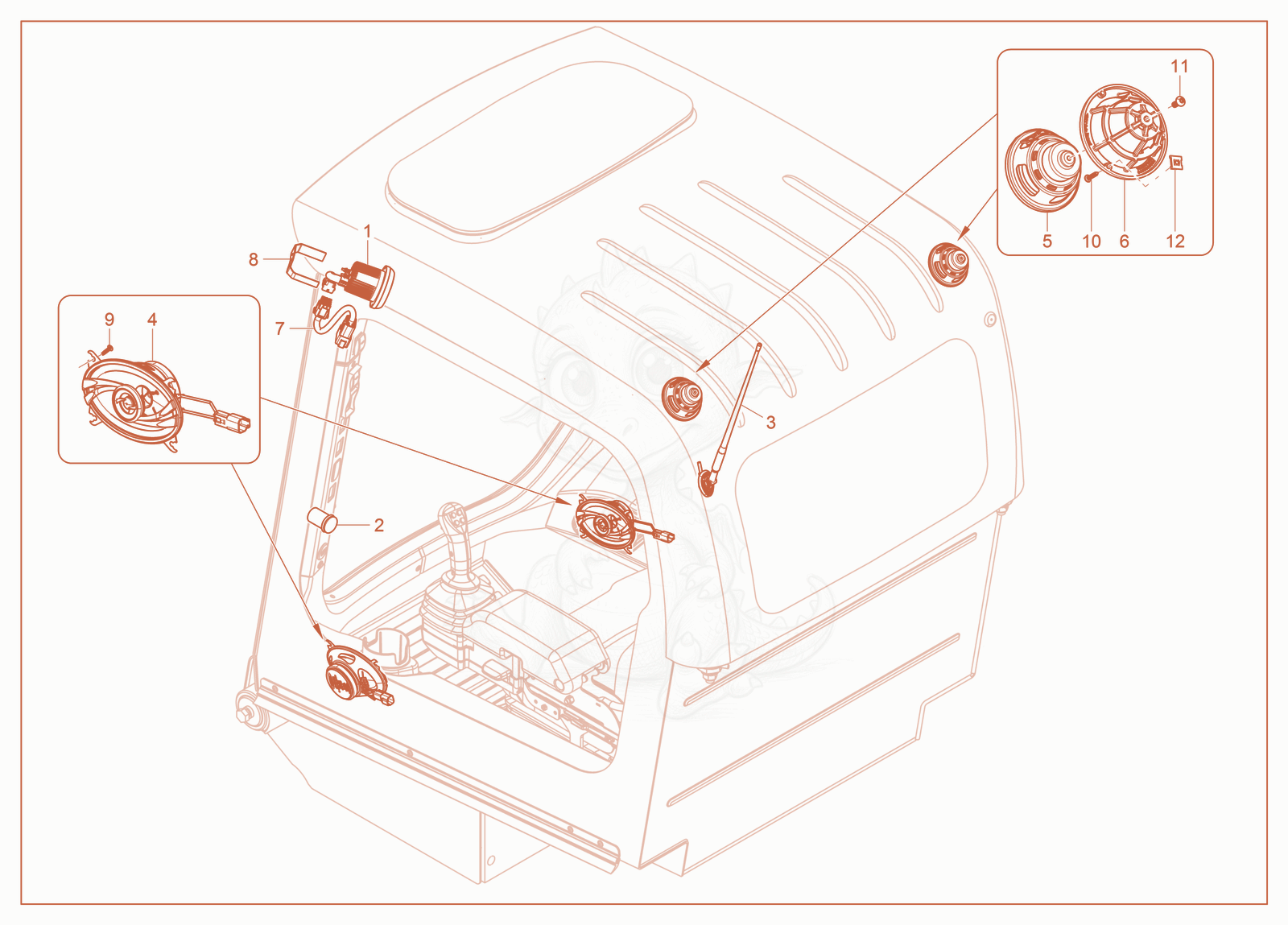 Exploded parts diagram of the Radio of a Wacker Neuson ST31(S08), with numbered balloons