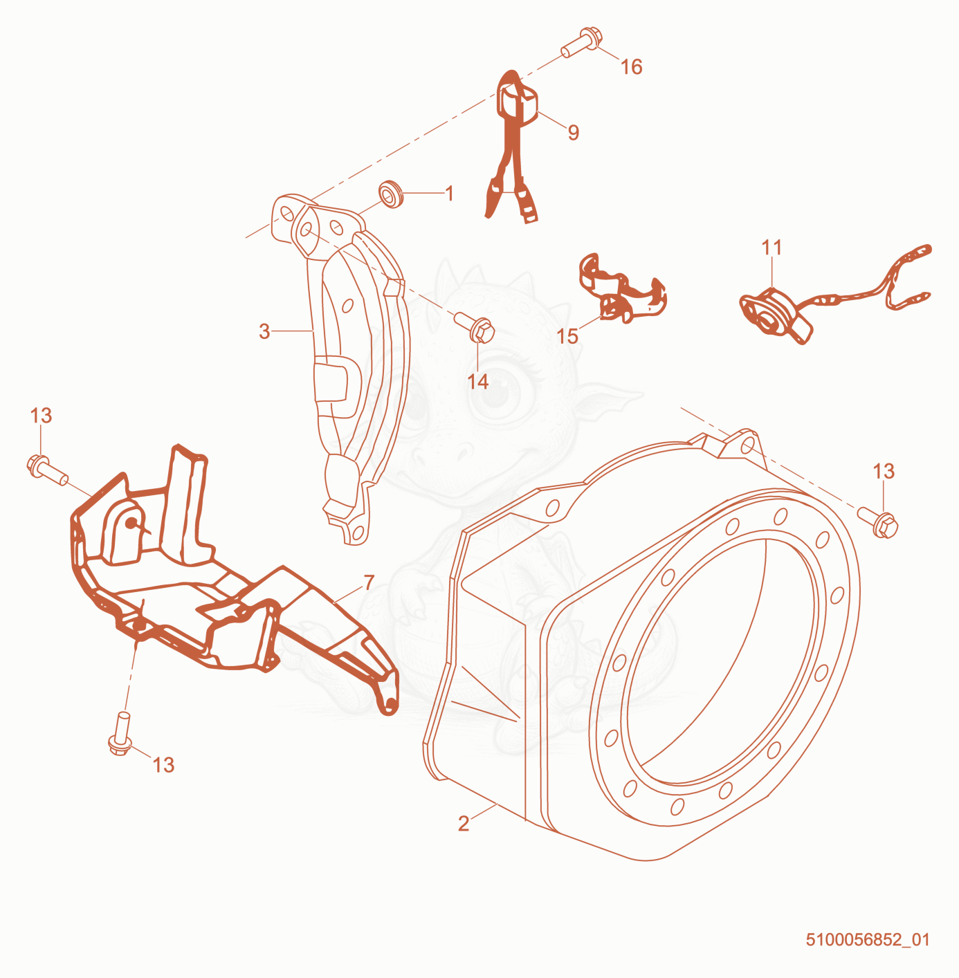 Exploded parts diagram of the Blower Housing cpl. of a Wacker Neuson PDT3A, with numbered balloons