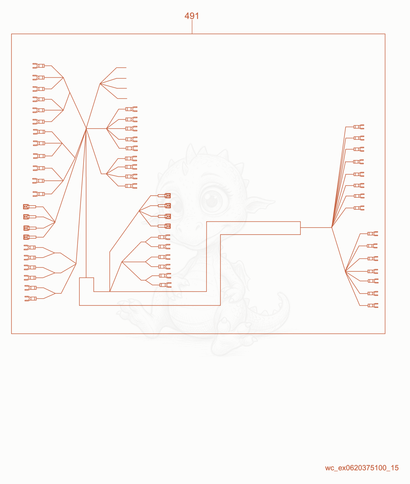 Exploded parts diagram of the Wiring Harness/Receptacle of a Wacker Neuson LTW20Z1, with numbered balloons