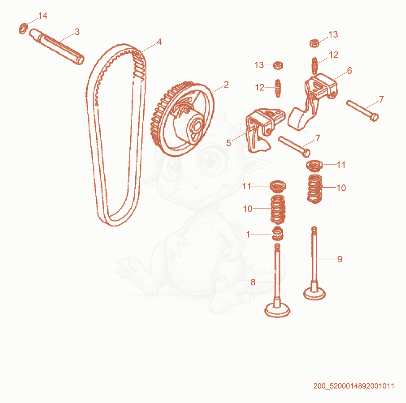 Exploded parts diagram of the Camshaft of a Wacker Neuson BS60-4AS, with numbered balloons