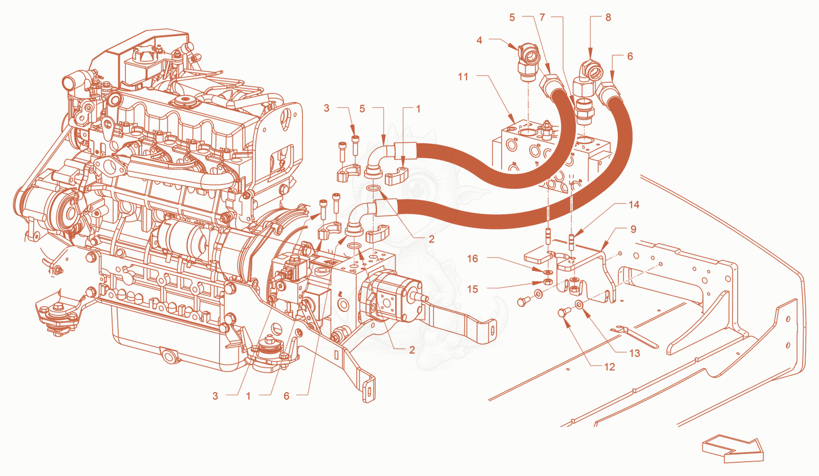Exploded parts diagram of the advance drive of a Wacker Neuson RD40-130OUS, with numbered balloons