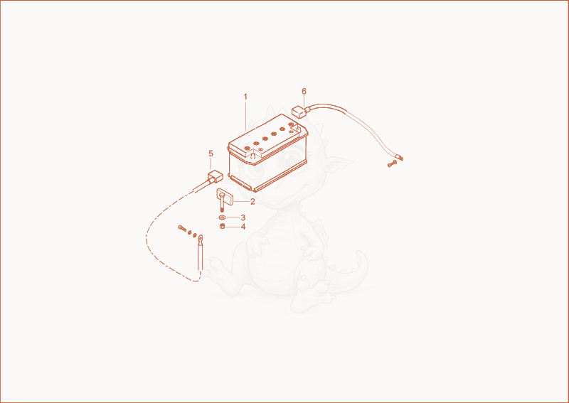 Exploded parts diagram of the battery of a Wacker Neuson 6502WD, with numbered balloons