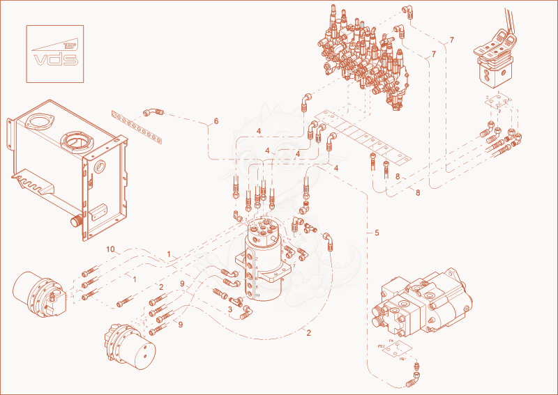 Exploded parts diagram of the TRAVELLING GEAR INSTALLATION (OPTION) of a Wacker Neuson EZ28, with numbered balloons