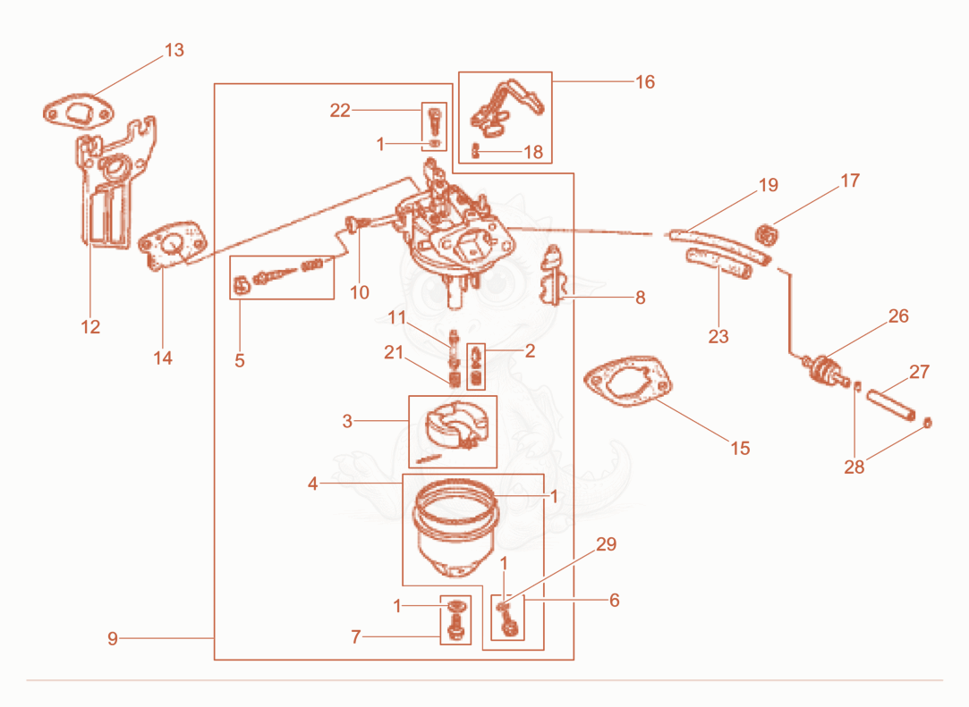 Exploded parts diagram of the Carburetor of a Wacker Neuson GV2500A, with numbered balloons