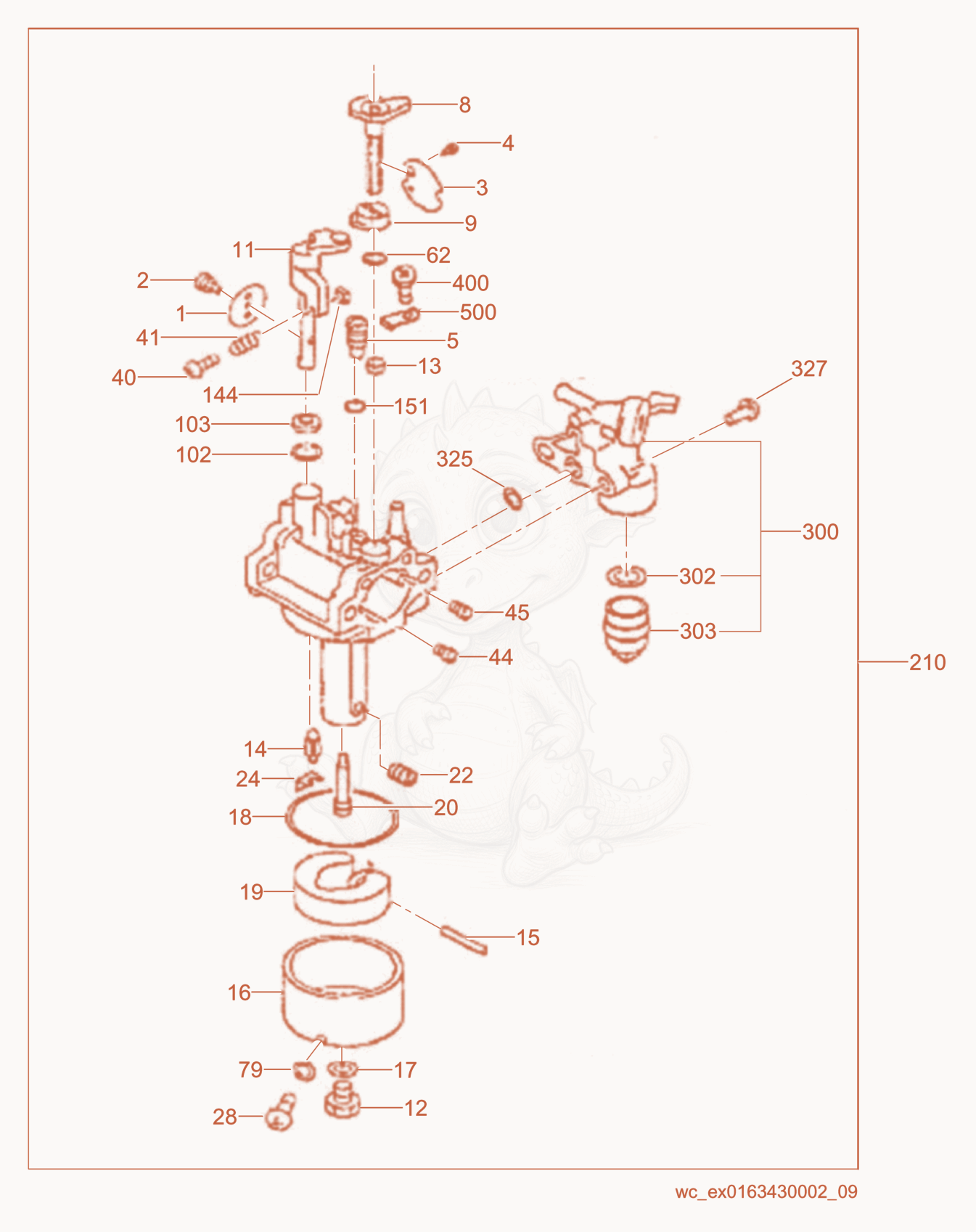 Exploded parts diagram of the Carburetor of a Wacker Neuson CT36-9-V, with numbered balloons