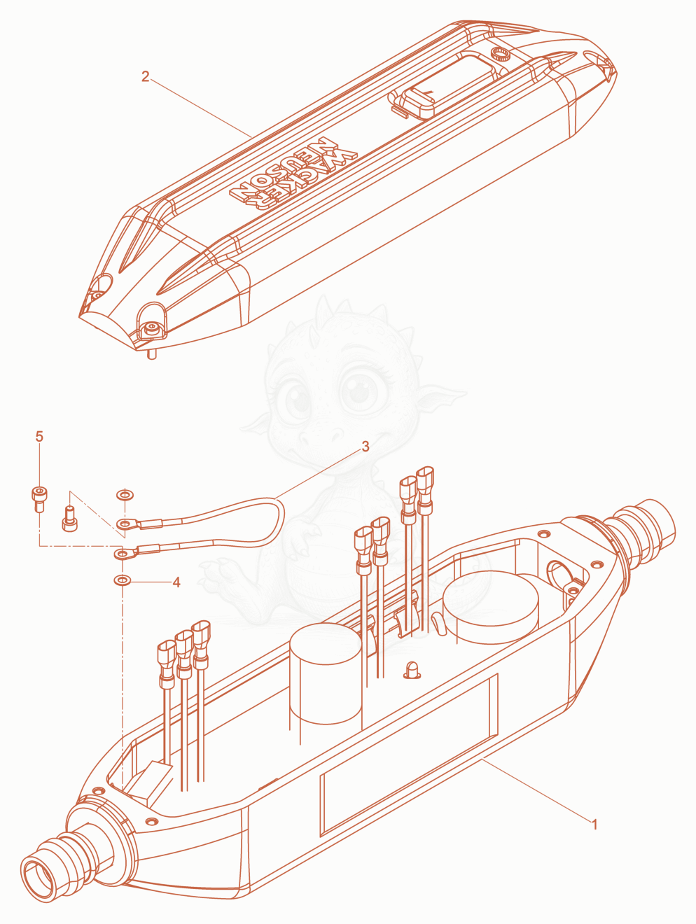 Exploded parts diagram of the Frequency converter cpl. of a Wacker Neuson FUFLEX4/230CH, with numbered balloons