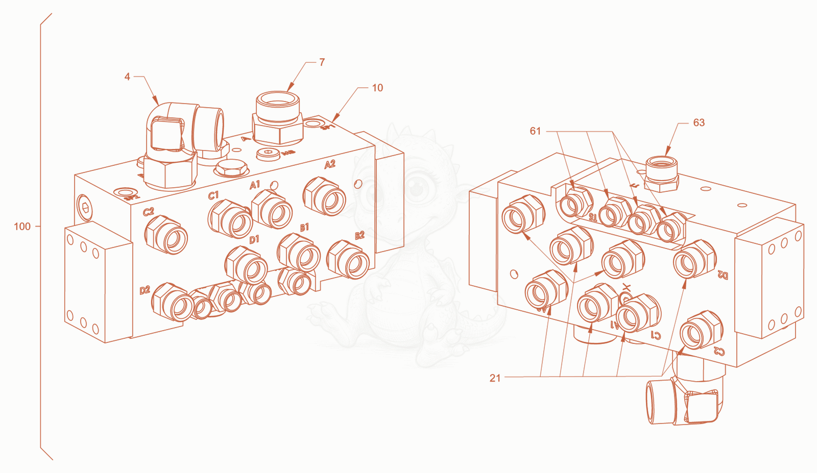 Exploded parts diagram of the advance drive of a Wacker Neuson RD45-140C, with numbered balloons