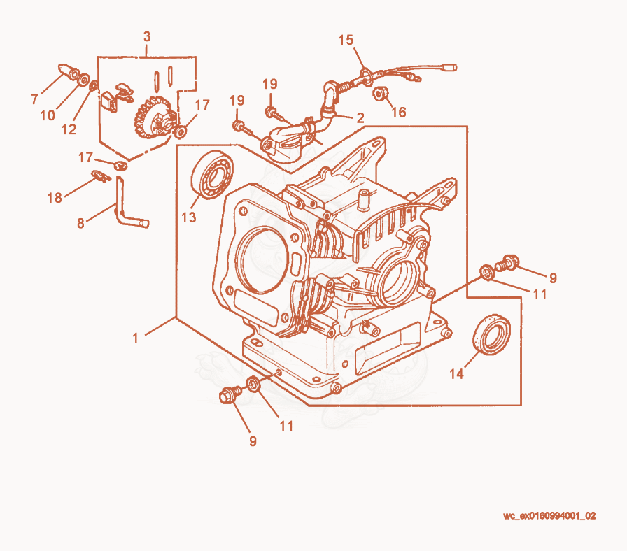 Exploded parts diagram of the Cylinder cpl. of a Wacker Neuson GP2500A, with numbered balloons