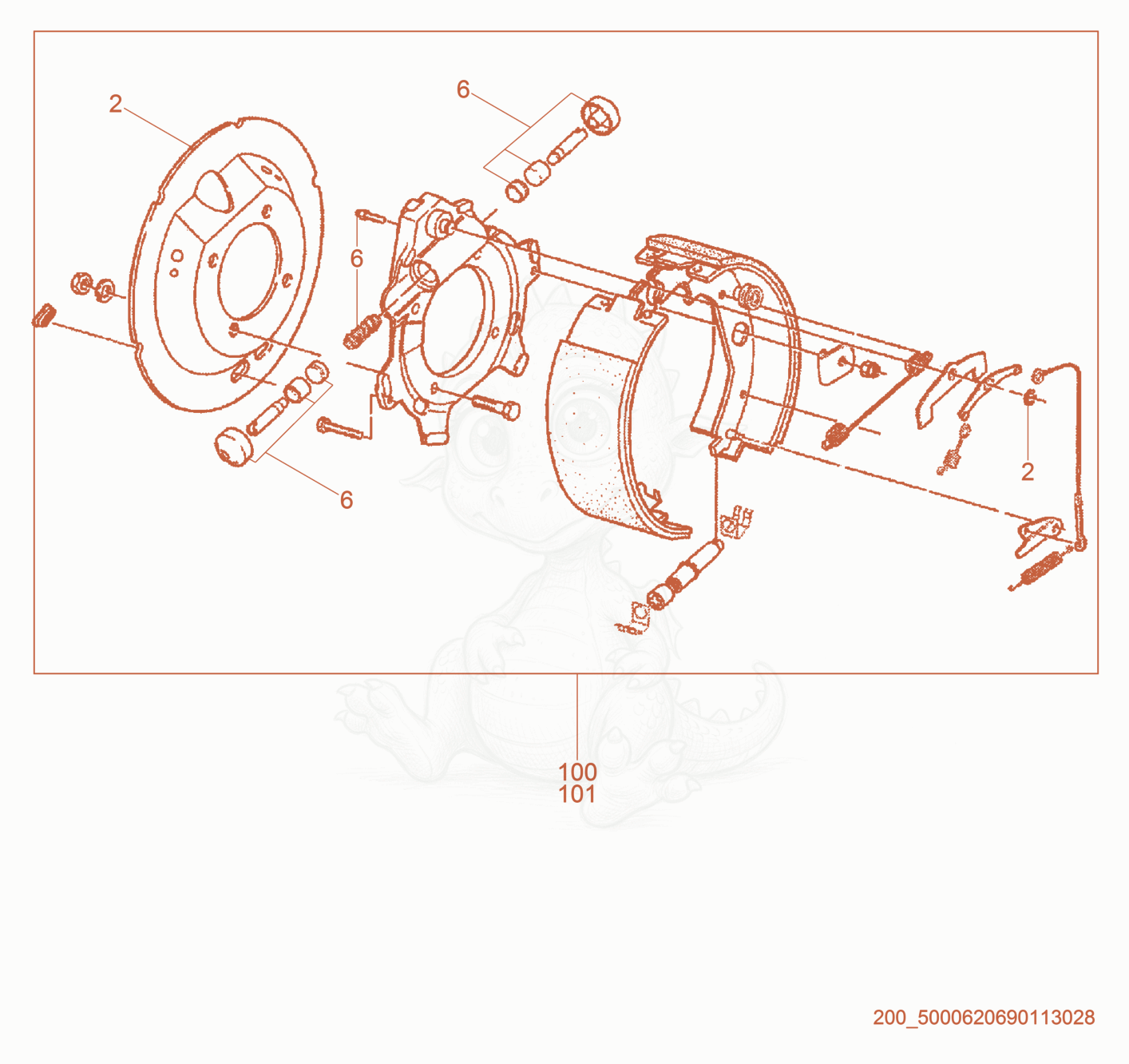 Exploded parts diagram of the Hydraulic Brake of a Wacker Neuson ARCTICBEARXHDNS, with numbered balloons
