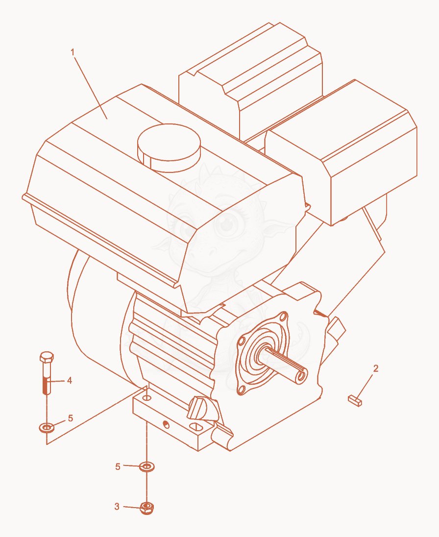 Exploded parts diagram of the Engine complete of a Wacker Neuson A5000, with numbered balloons