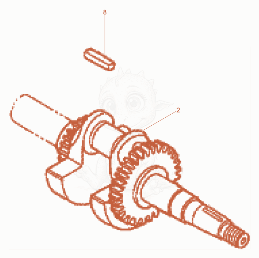 Exploded parts diagram of the Crankshaft of a Wacker Neuson VP2050AWUS, with numbered balloons