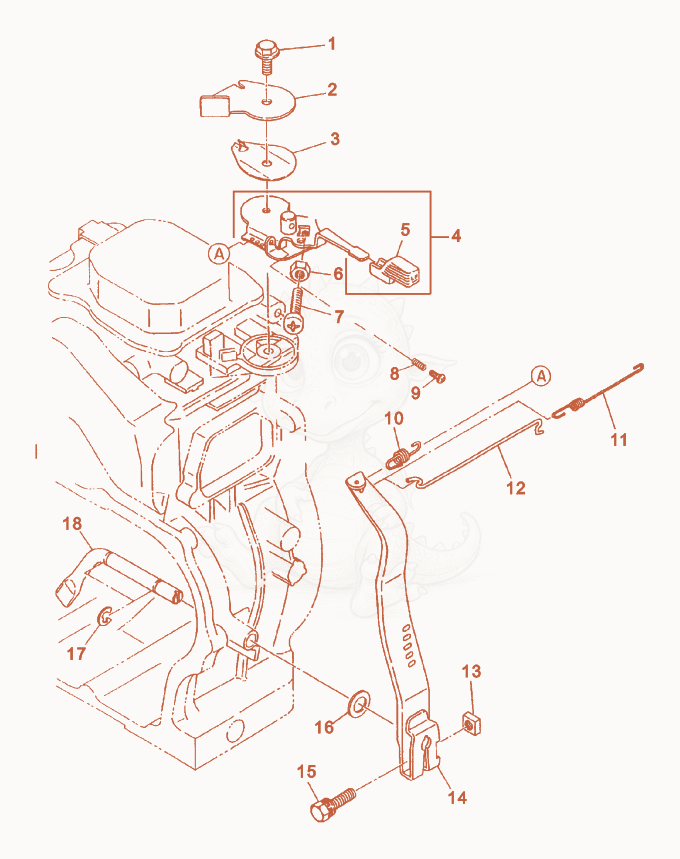 Exploded parts diagram of the Governor of a Wacker Neuson PT2R, with numbered balloons