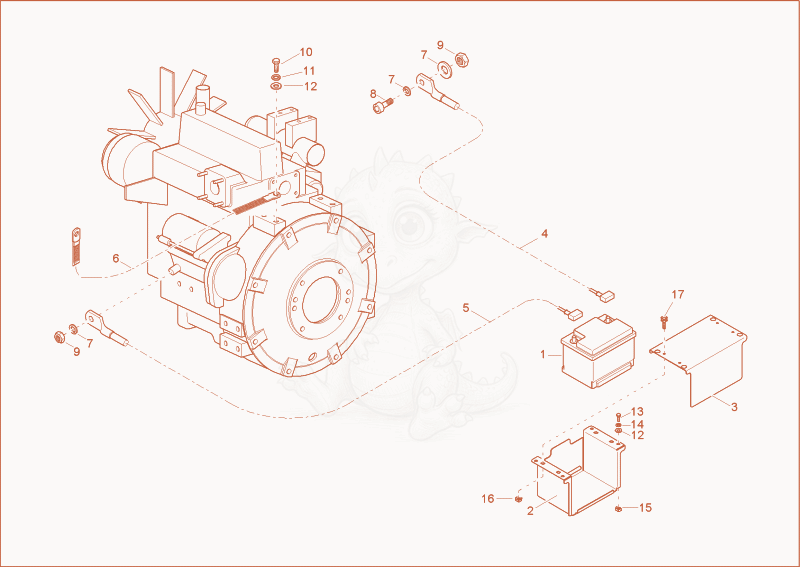 Exploded parts diagram of the BATTERY of a Wacker Neuson TD15, with numbered balloons